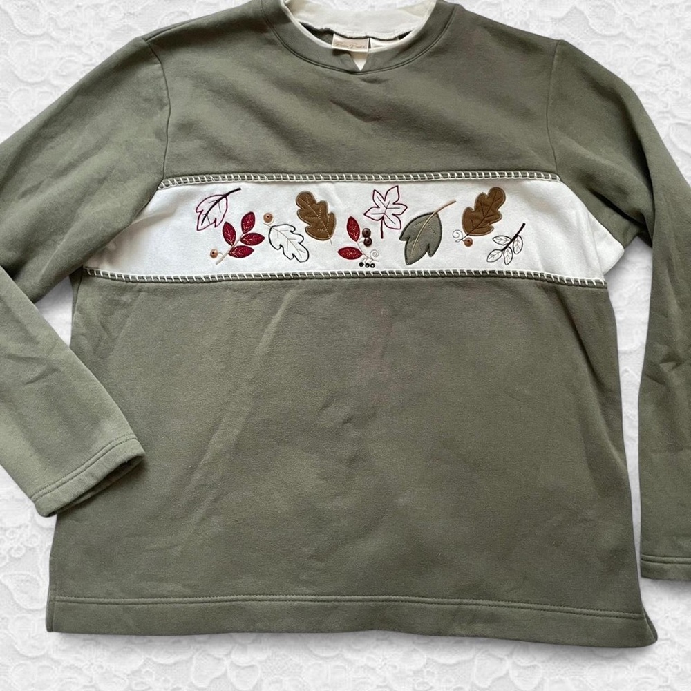 Bobbie Brooks Sage Long Sleeve Tee with Embroidered Accents